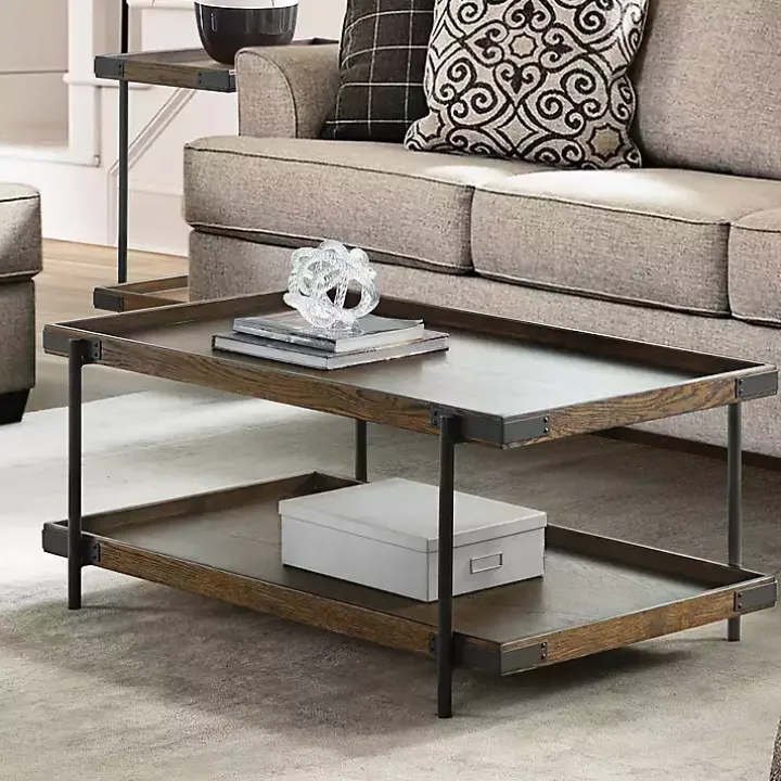 Mahogany Oak Wood Tray Top Coffee Table