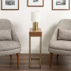 Mango Wood & Gold Slim Karlsen Accent Table