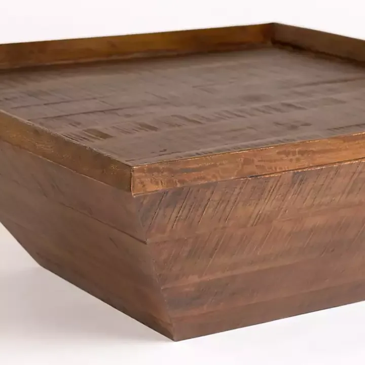 Mango Wood Walnut Angled Square Coffee Table