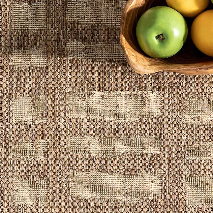 Marti Tan Banded Lines Outdoor Rug, 5x8
