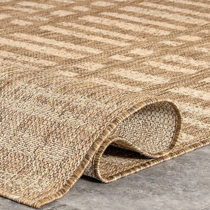 Marti Tan Banded Lines Outdoor Rug, 5x8