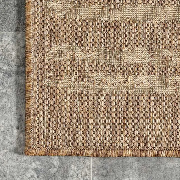Marti Tan Banded Lines Outdoor Rug, 5x8