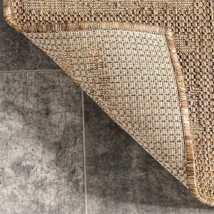 Marti Tan Banded Lines Outdoor Rug, 5x8