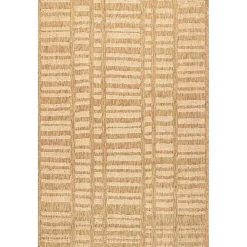 Marti Tan Banded Lines Outdoor Rug, 8x10