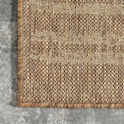 Marti Tan Banded Lines Outdoor Rug, 8x10