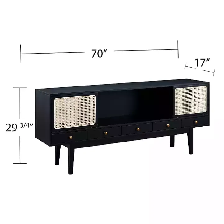 Matilda Midcentury Woven Cane Media Cabinet