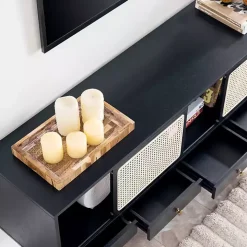 Matilda Midcentury Woven Cane Media Cabinet