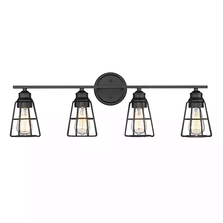 Matte Black Cage Shade Vanity Light