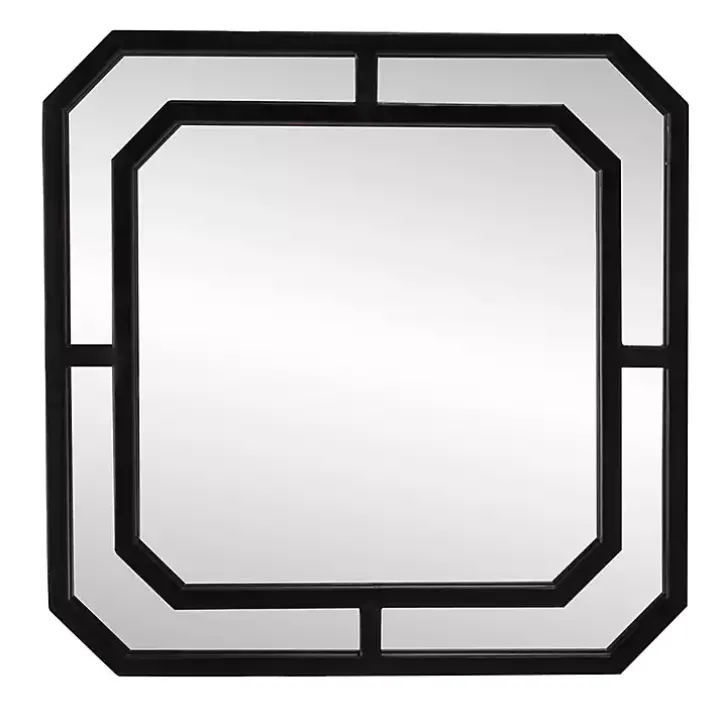 Matte Black Geometric Square Wall Mirror