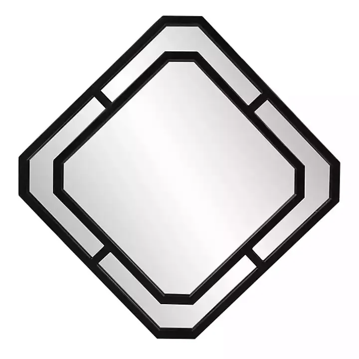 Matte Black Geometric Square Wall Mirror