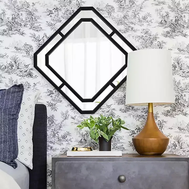 Matte Black Geometric Square Wall Mirror