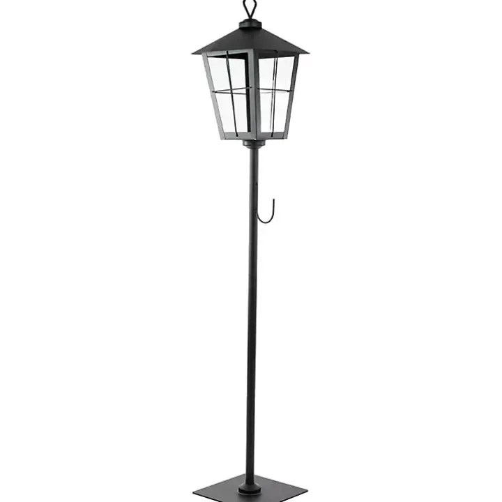 Matte Black Lantern Post with Wreath Holder
