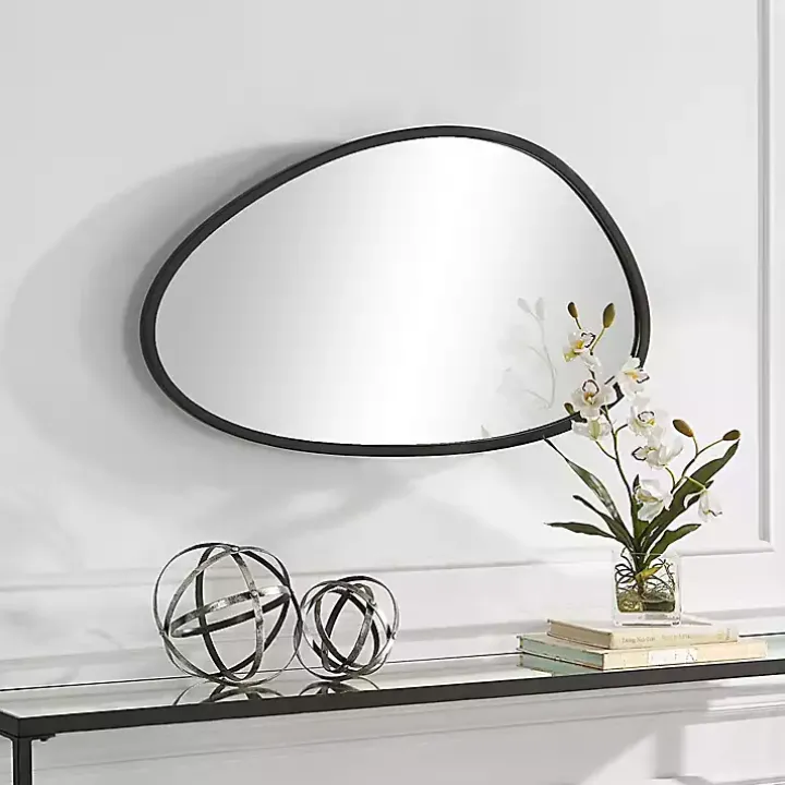 Matte Black Modern Asymmetrical Wall Mirror