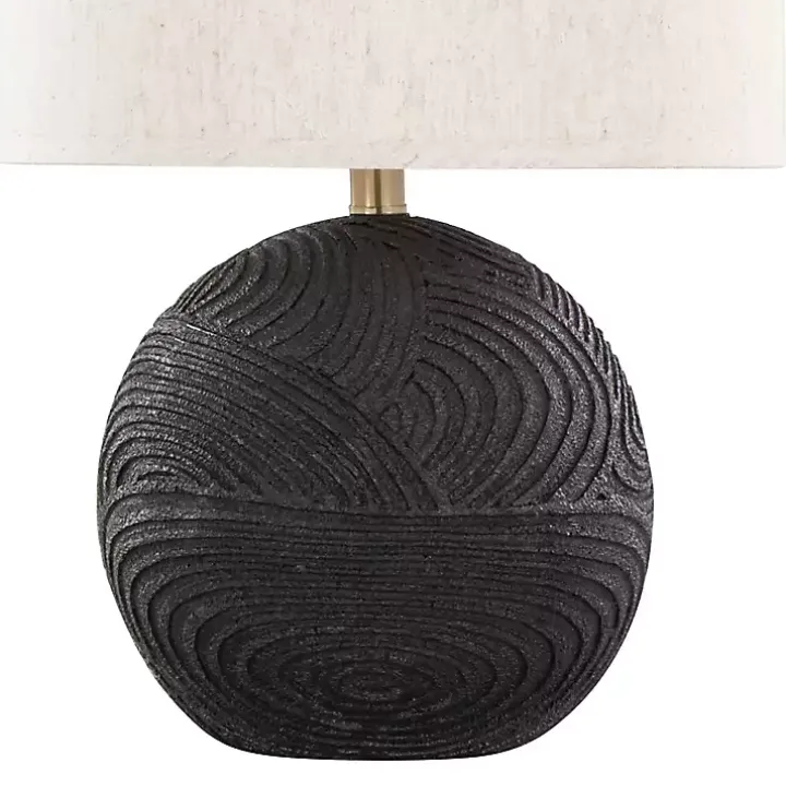 Matte Black Round Kona Table Lamps, Set of 2