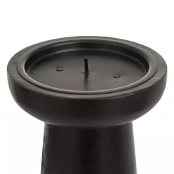 Matte Black Wood T-Shape Candle Holders, Set of 3