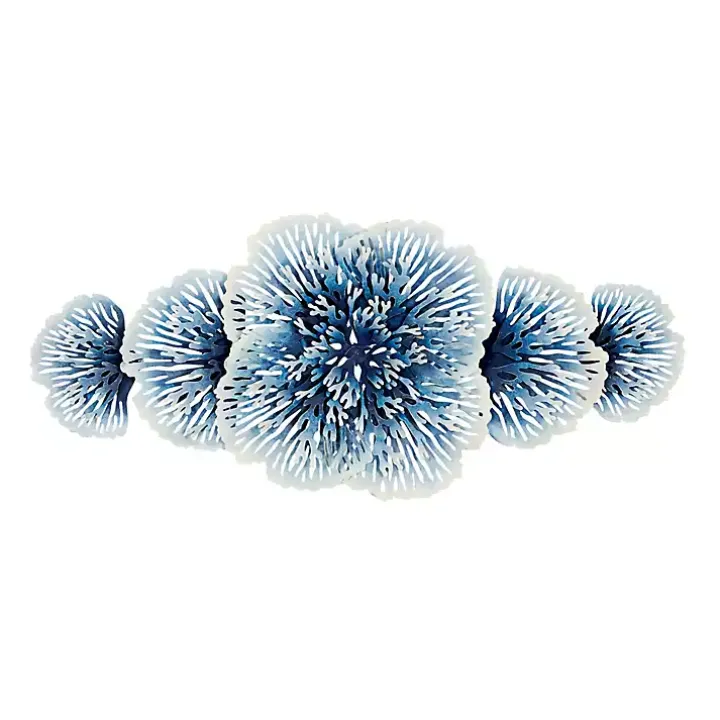 Matte Blue and White Flowers Metal Wall Plaque