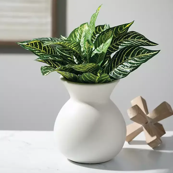 Matte Ivory Hourglass Ceramic Vase