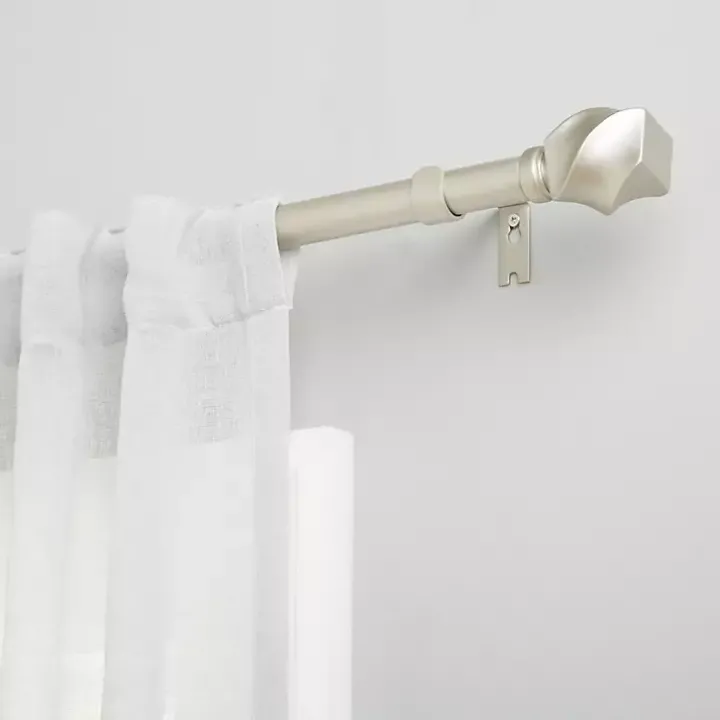 Matte Silver Modern Twist Curtain Rod, 120 in.