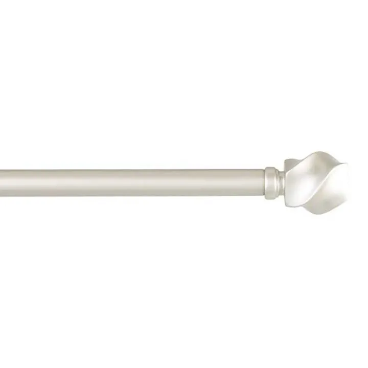 Matte Silver Modern Twist Curtain Rod, 120 in.
