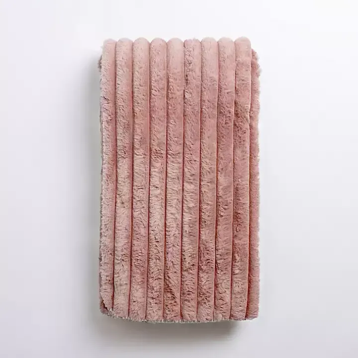 Mauve Ribbed Sherpa Throw