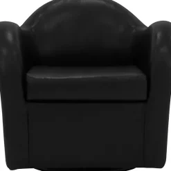Max Black Faux Leather Swivel Club Accent Chair