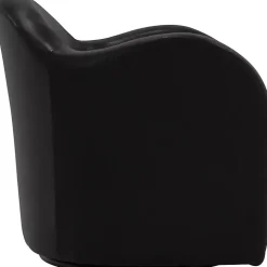 Max Black Faux Leather Swivel Club Accent Chair