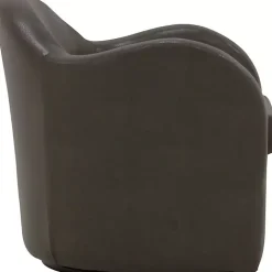 Max Charcoal Faux Leather Swivel Club Accent Chair