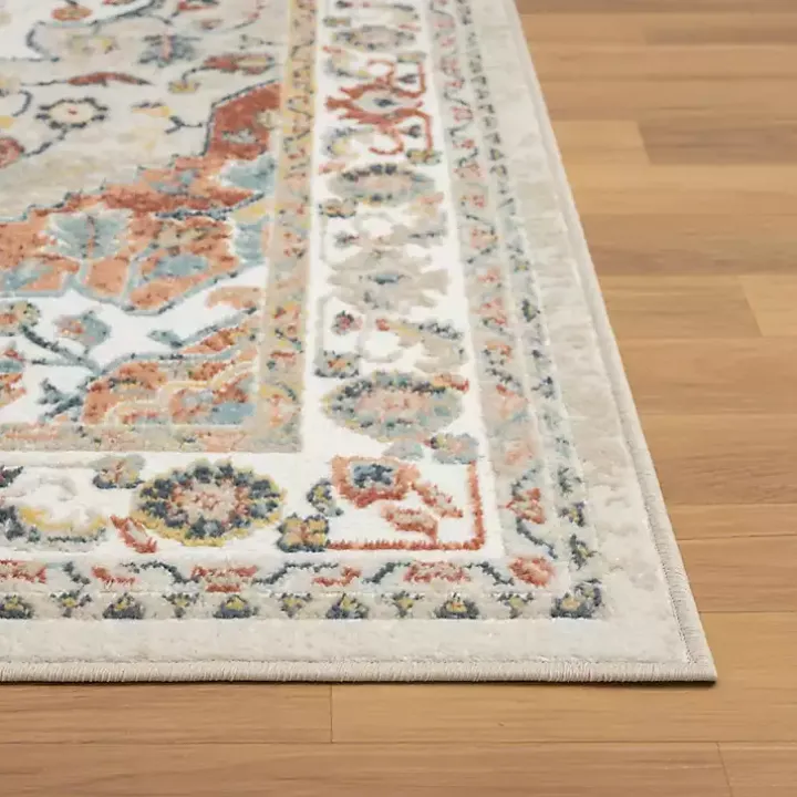 Medallion Ivory Rust Area Rug, 5x7