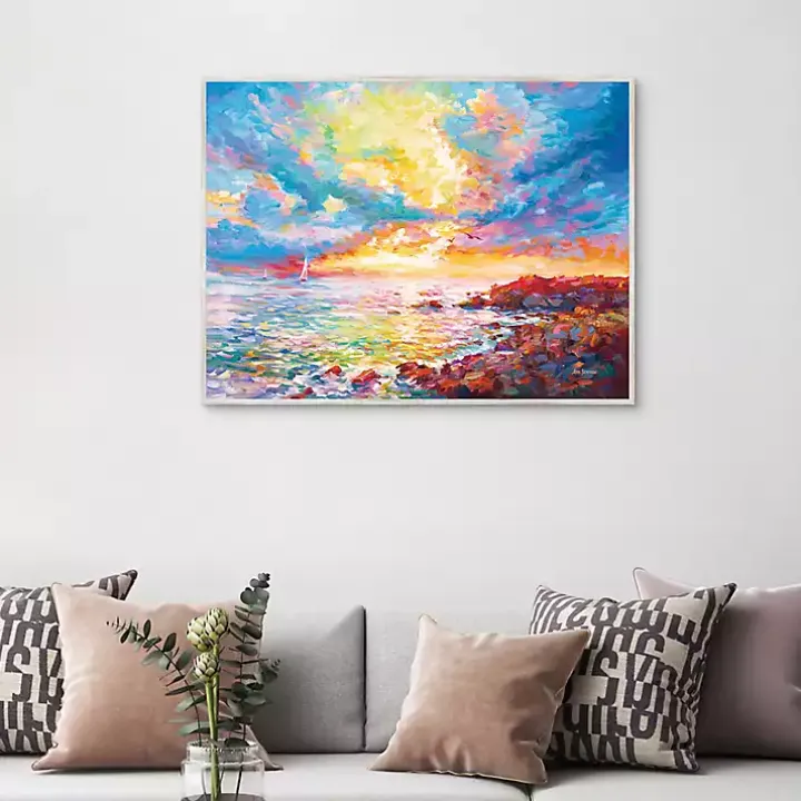 Mediterranean Sunset Framed Canvas Art Print