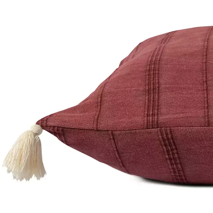 Merlot Striped Organic Cotton Throw Pillow