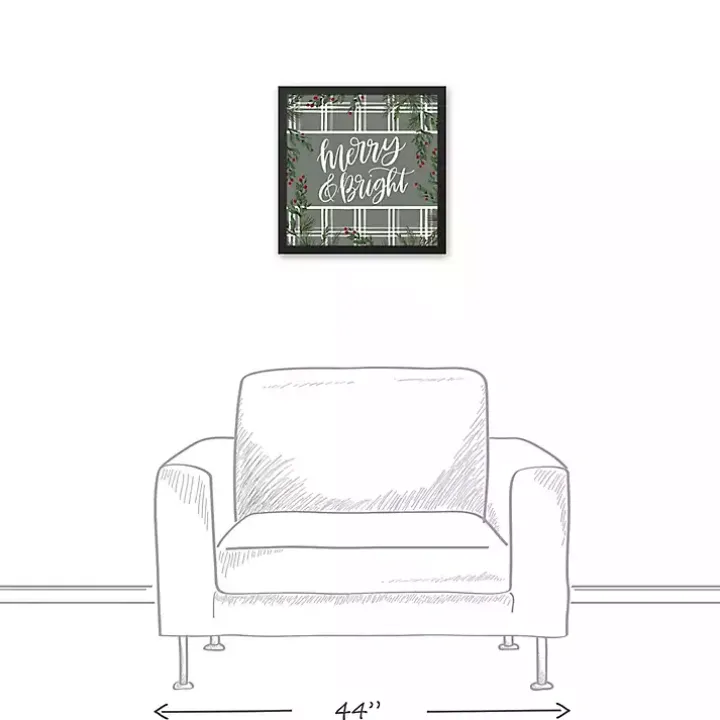 Merry & Bright Plaid Black Framed Wall Plaque