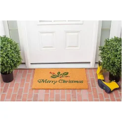 Merry Christmas Holly Sprig Doormat