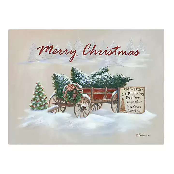 Merry Christmas Wagon Canvas Art Print