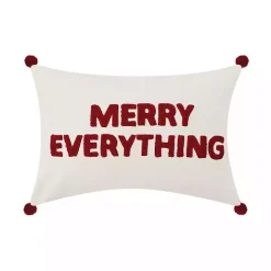 Merry Everything Pom Pom Christmas Throw Pillow