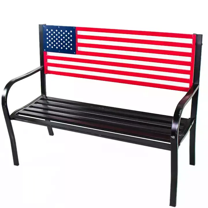 Metal American Flag Bench