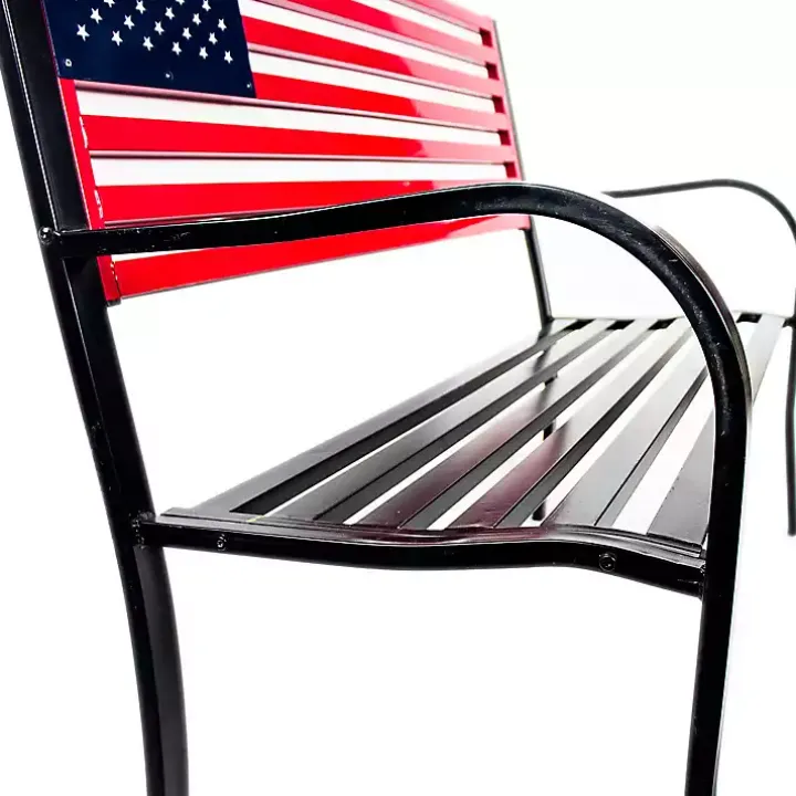 Metal American Flag Bench