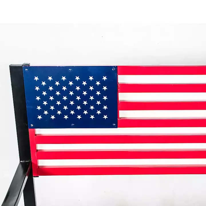 Metal American Flag Bench