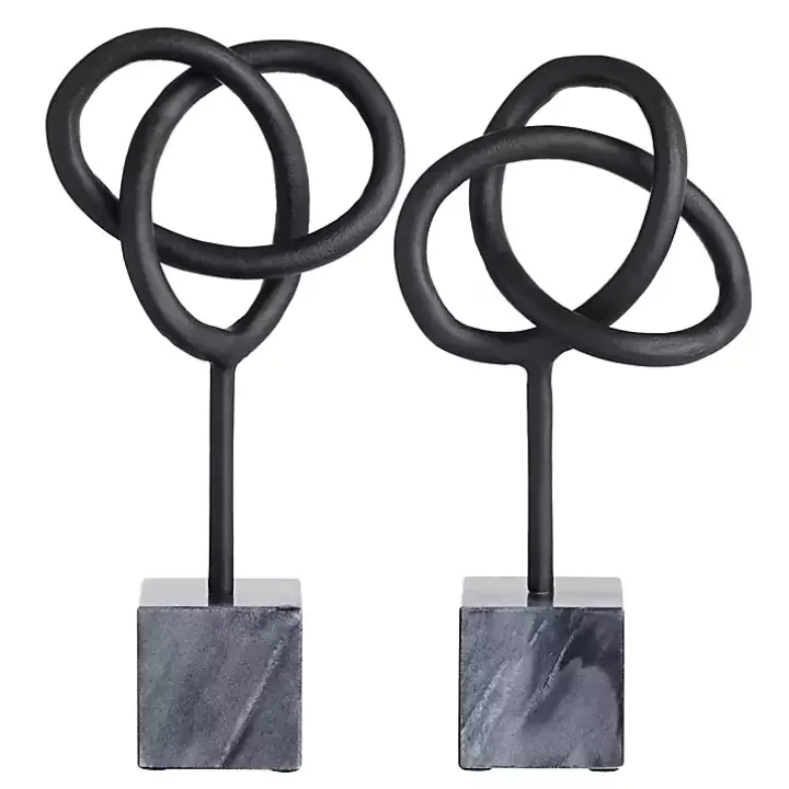 Metal and Marble Abstract Sculptures, Set of 2