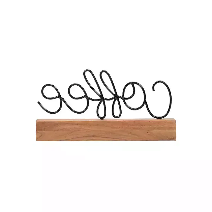 Metal Script Coffee Wood Block