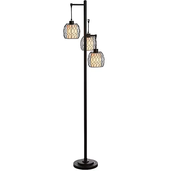 Metal Tiered Woven Cage Robert Floor Lamp