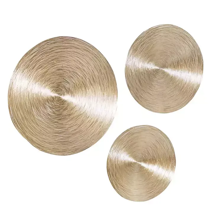 Metallic Gold Plates Wall Sculptures, Set of 3