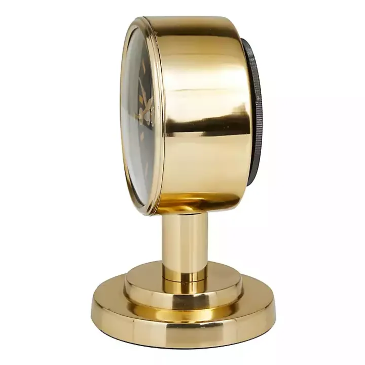 Metallic Gold Steel Beveled Base Tabletop Clock