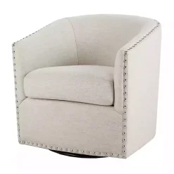 Metro Club Natural Swivel Chair with Nailhead Trim