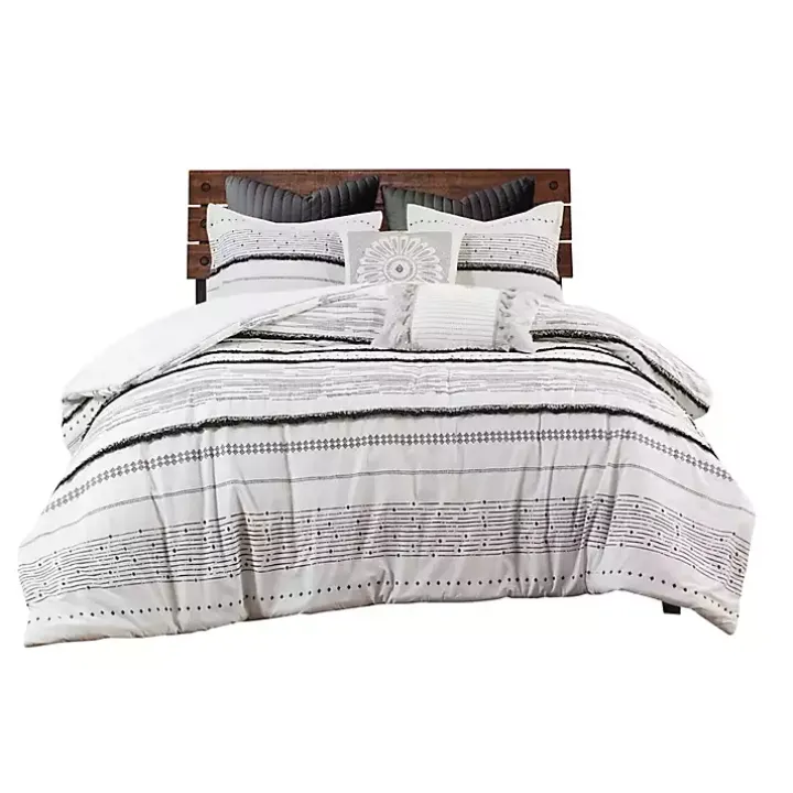Mia White Striped 3-pc. King Comforter Set