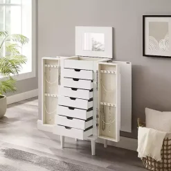 Mid-Century Modern White Jewelry Armoire