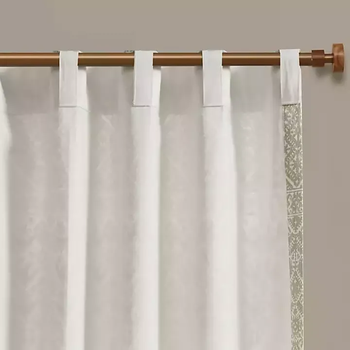 Mila Tan Horizontal Stripe Curtain Panel, 84 in.