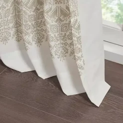 Mila Tan Horizontal Stripe Curtain Panel, 84 in.