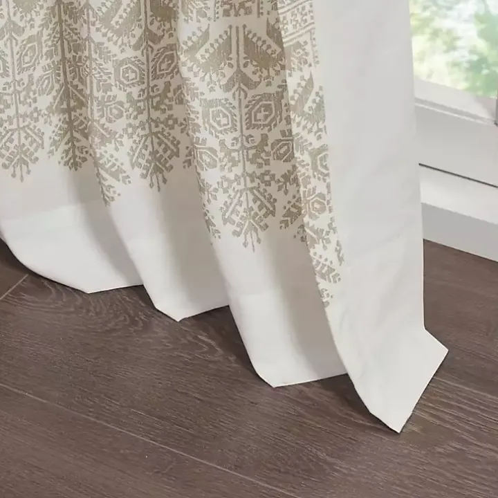 Mila Tan Horizontal Stripe Curtain Panel, 84 in.