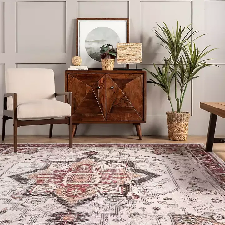 Miley Traditional Medallion Washable Area Rug, 5x8