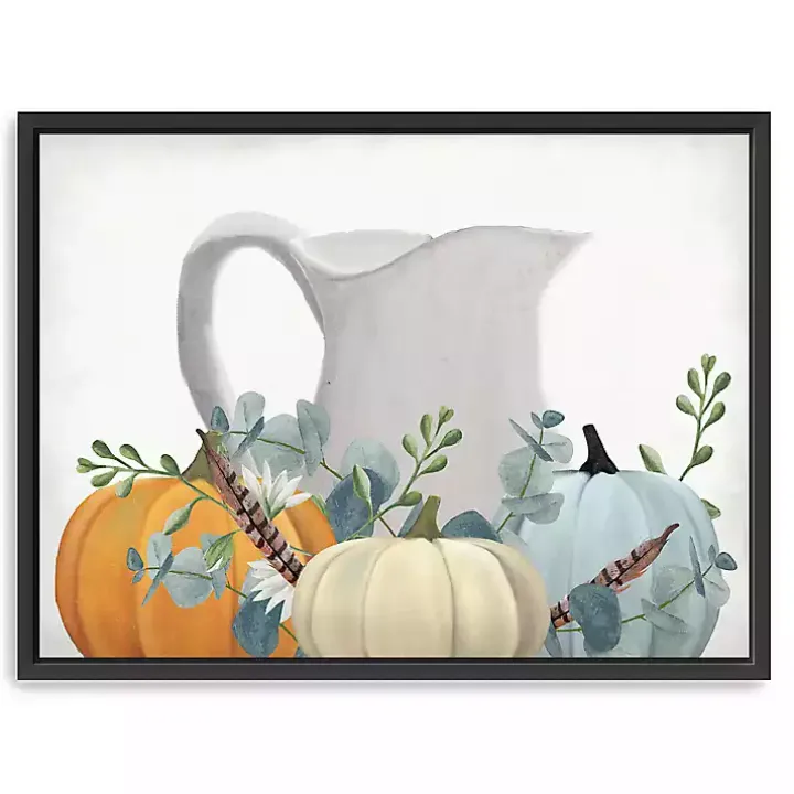 Milk Jug Pumpkins Framed Canvas Art Print
